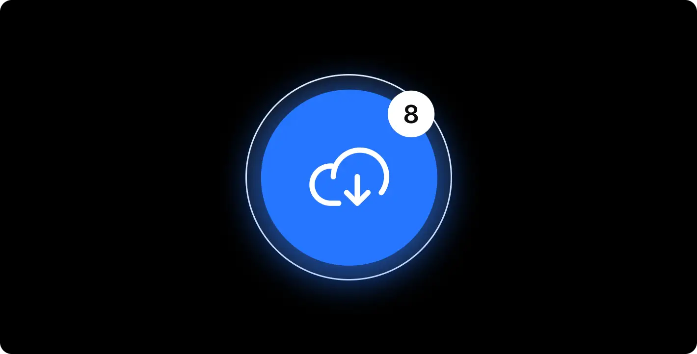 Cloud migration and data download notification icon.
