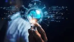 Cloud optimization concept showing a glowing bulb with interconnected digital nodes.